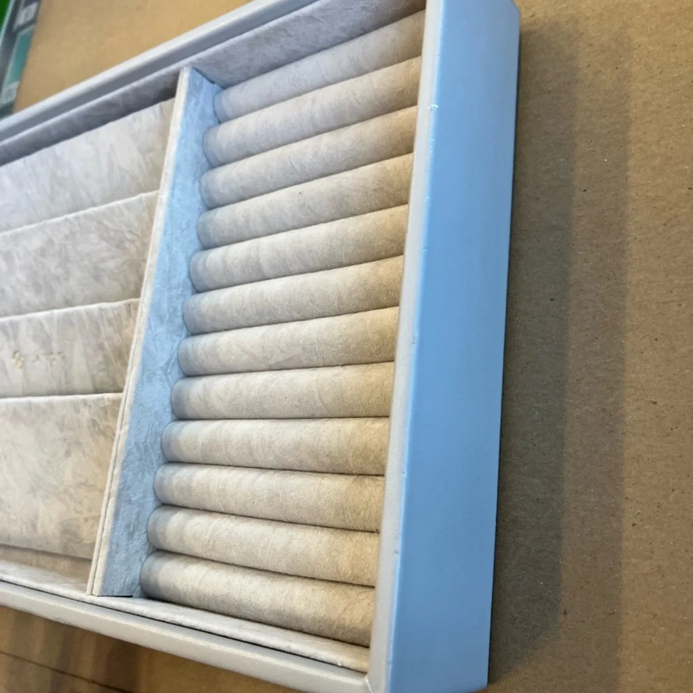 Cream Jewelry Organizer Tray with Ring Rolls & Divided Compartments